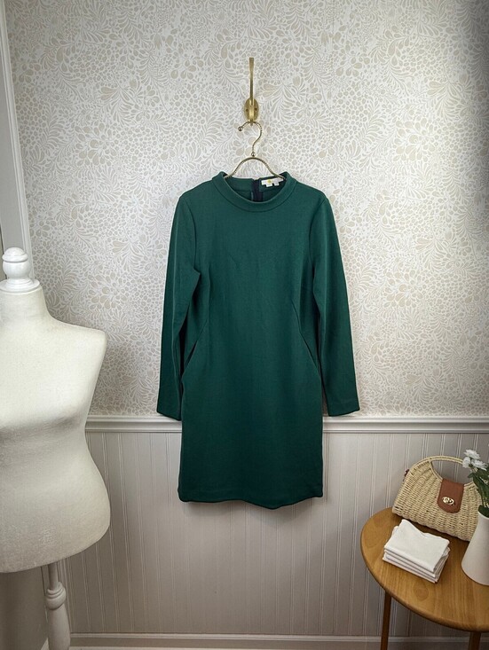 Boden Dresses & Skirts - BODEN Green Ribbed Mock Mia Long Sleeve Pocket Sheath Ottoman Dress - Size - 8